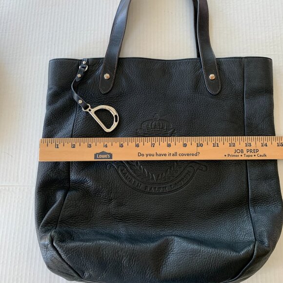 Ralph Lauren Black Leather Tote – LRL LXVII Collection with Silver Charm - Picture 3 of 17